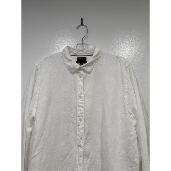 J. Crew Baird McNutt Irish Linen Button Down Shirt Womens Size 14 Slim Fit White - Picture 2 of 8